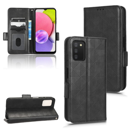 Samsung Galaxy A03s 166mm Symmetrical Triangle Leather Phone Case - Black