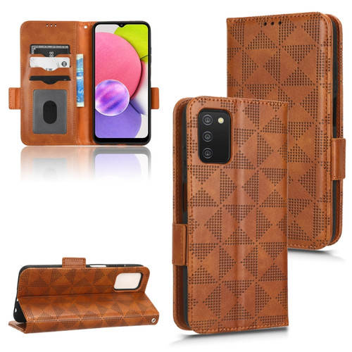 Samsung Galaxy A03s 166mm Symmetrical Triangle Leather Phone Case - Brown