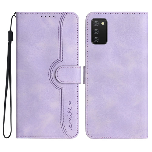 Samsung Galaxy A03s 166mm Heart Pattern Skin Feel Leather Phone Case - Purple