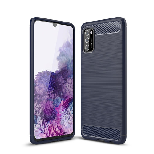 Samsung Galaxy A03s 166mm Brushed Texture Carbon Fiber TPU Case - Navy Blue