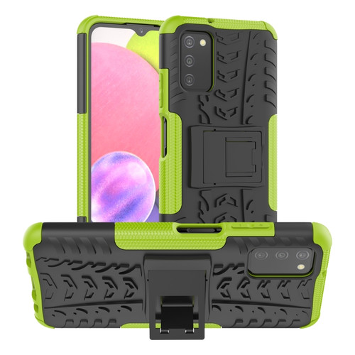 Samsung Galaxy A03S 164mm Tire Texture Shockproof TPU+PC Protective Case with Holder - Green