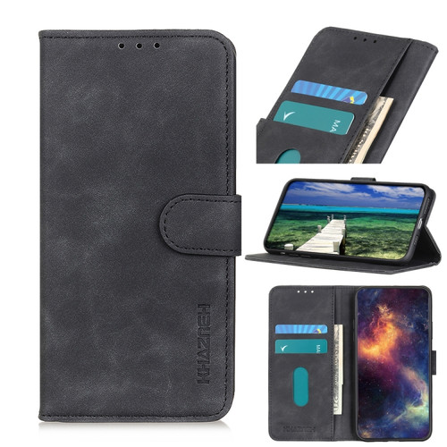 Samsung Galaxy A03s 164mm KHAZNEH Retro Texture PU + TPU Horizontal Flip Leather Case with Holder & Card Slots & Wallet - Black