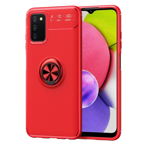 Samsung Galaxy A03s 164mm Metal Ring Holder 360 Degree Rotating TPU Case - Red