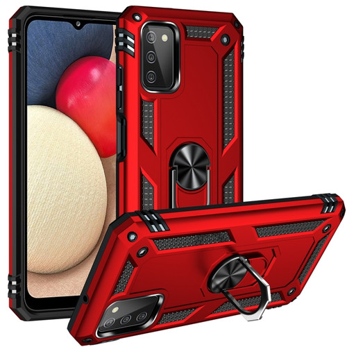 Samsung Galaxy A03s 166mm Version Shockproof TPU + PC Protective Case with 360 Degree Rotating Holder - Red