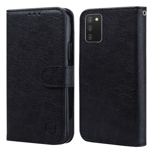 Samsung Galaxy A03S 166 Skin Feeling Oil Leather Texture PU + TPU Phone Case - Black