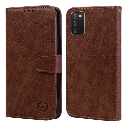 Samsung Galaxy A03S 166 Skin Feeling Oil Leather Texture PU + TPU Phone Case - Brown