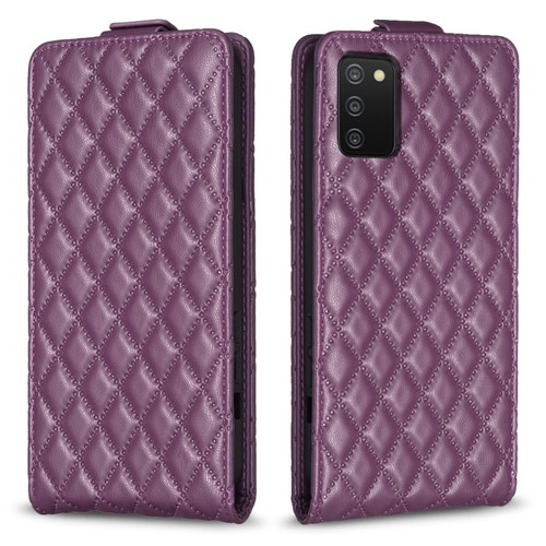 Samsung Galaxy A20s / A03s Diamond Lattice Vertical Flip Leather Phone Case - Dark Purple