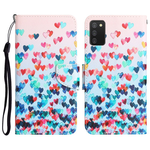 Samsung Galaxy A03s Colored Drawing Leather Phone Case - Heart