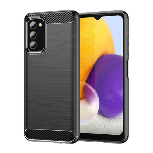 Samsung Galaxy A03s US Version Brushed Texture Carbon Fiber TPU Phone Case - Black