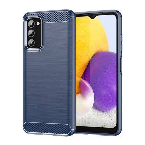 Samsung Galaxy A03s US Version Brushed Texture Carbon Fiber TPU Phone Case - Blue