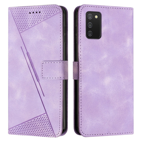 Samsung Galaxy A03s 164mm Dream Triangle Leather Phone Case with Lanyard - Purple