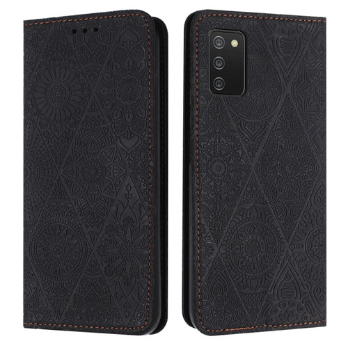 Samsung Galaxy A03s 166mm Ethnic Embossed Adsorption Leather Phone Case - Black