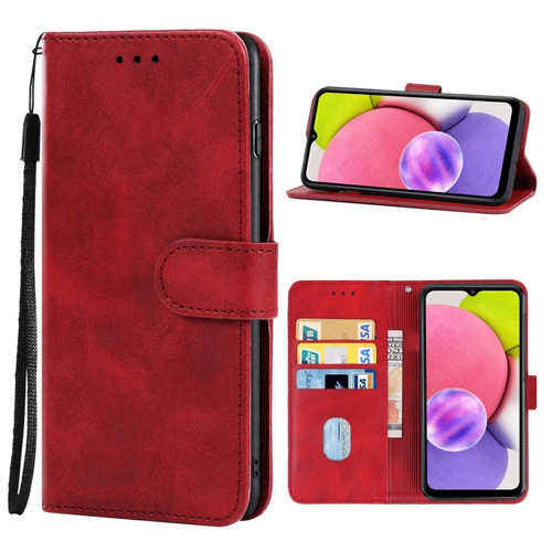 Leather Phone Case Samsung Galaxy A03s 166mm Version - Red