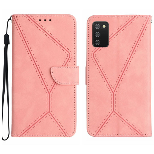 Samsung Galaxy A03s 165.8mm Stitching Embossed Leather Phone Case - Pink