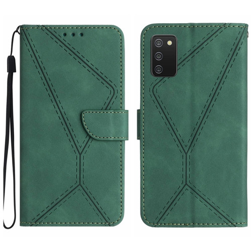 Samsung Galaxy A03s 165.8mm Stitching Embossed Leather Phone Case - Green