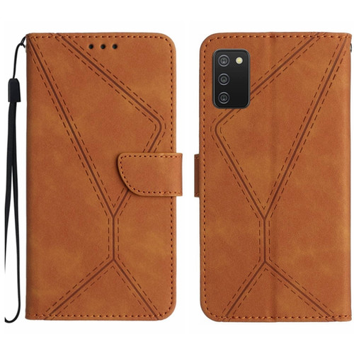 Samsung Galaxy A03s 165.8mm Stitching Embossed Leather Phone Case - Brown