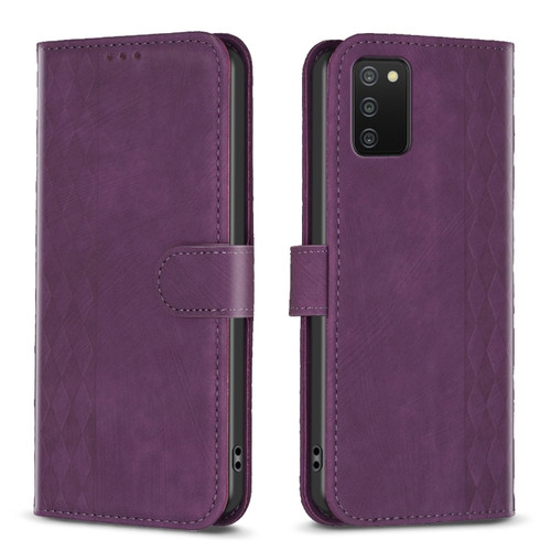 Samsung Galaxy A03s / A02s Plaid Embossed Leather Phone Case - Purple