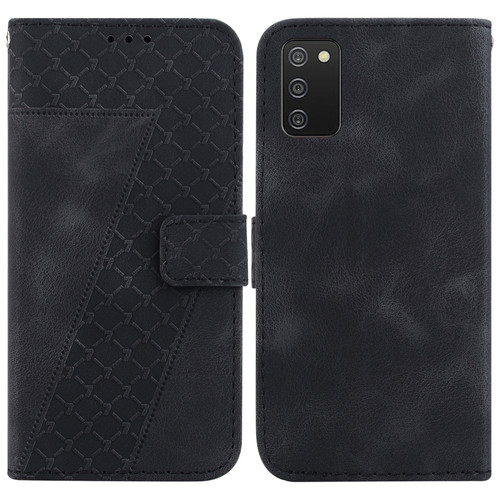 Samsung Galaxy A03s US Version 164.2mm 7-shaped Embossed Leather Phone Case - Black