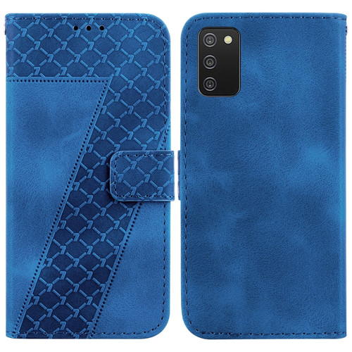 Samsung Galaxy A03s EU Edition 166.5mm 7-shaped Embossed Leather Phone Case - Blue