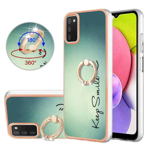 Samsung Galaxy A03s US Version Electroplating Dual-side IMD Phone Case with Ring Holder - Smile