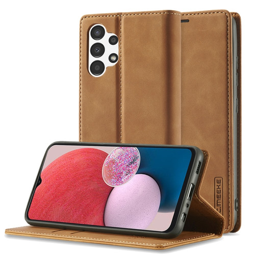 Samsung Galaxy A13 4G/5G LC.IMEEKE Strong Magnetism Ultra-thin Matte Leather Case - Brown
