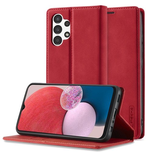 Samsung Galaxy A13 4G/5G LC.IMEEKE Strong Magnetism Ultra-thin Matte Leather Case - Red