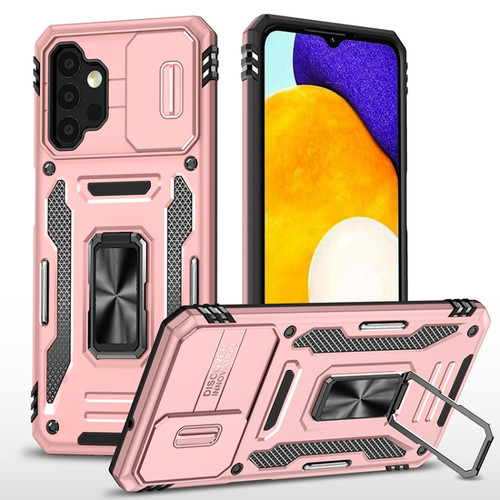 Samsung Galaxy A13 5G Armor PC + TPU Camera Shield Phone Case - Rose Gold