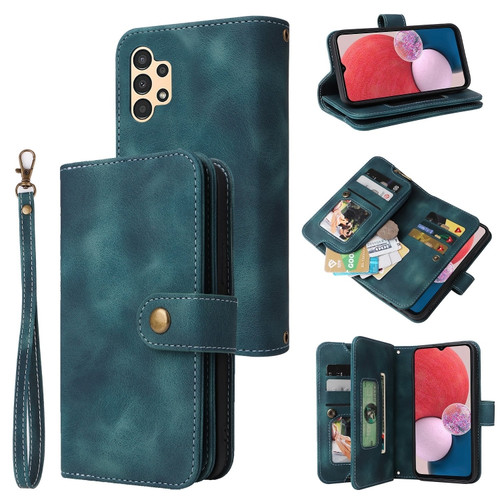 Samsung Galaxy A13 5G / 4G Multifunctional Card Slot Zipper Wallet Leather Phone Case - Blue