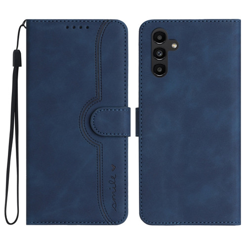 Samsung Galaxy A13 5G Heart Pattern Skin Feel Leather Phone Case - Royal Blue