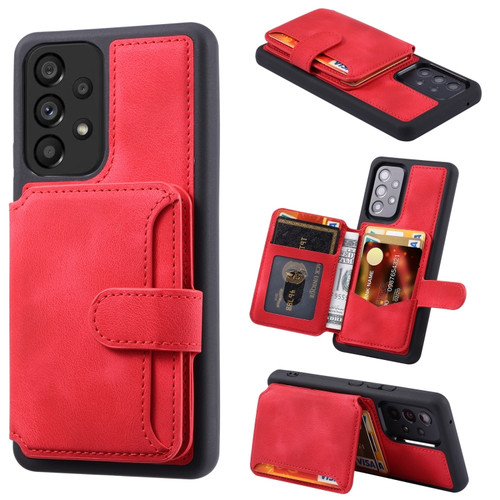 Samsung Galaxy A13 4G/5G Skin Feel Dream Anti-theft Brush Shockproof Portable Skin Card Bag Phone Case - Red