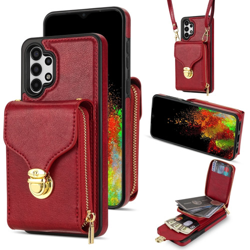 Samsung Galaxy A13 5G / 4G Zipper Hardware Card Wallet Phone Case - Red