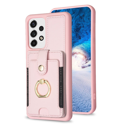 Samsung Galaxy A13 5G / 4G BF27 Metal Ring Card Bag Holder Phone Case - Pink