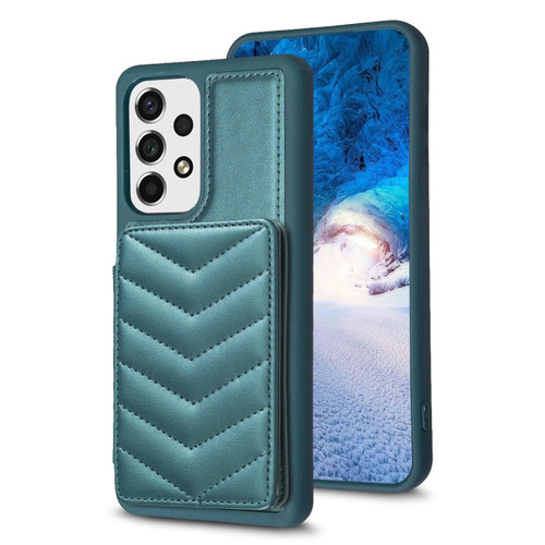 Samsung Galaxy A13 5G / 4G BF26 Wave Pattern Card Bag Holder Phone Case - Green