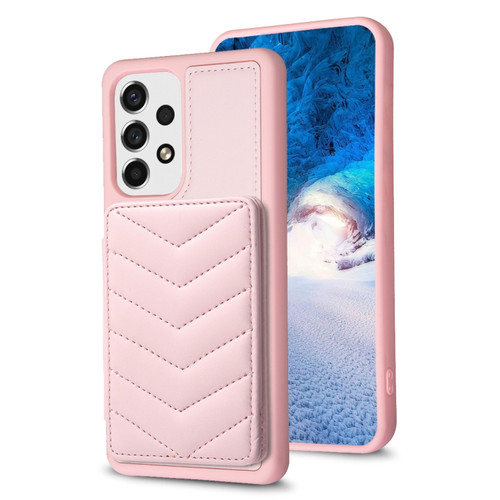 Samsung Galaxy A13 5G / 4G BF26 Wave Pattern Card Bag Holder Phone Case - Pink
