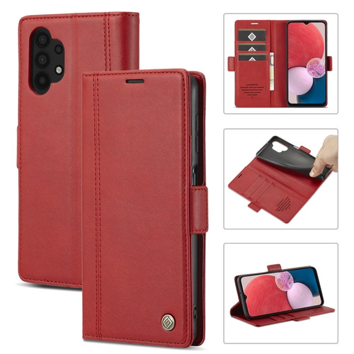 Samsung Galaxy A13 4G/5G / A04 / A04s LC.IMEEKE Skin-friendly Card Slots Leather Phone Case - Red