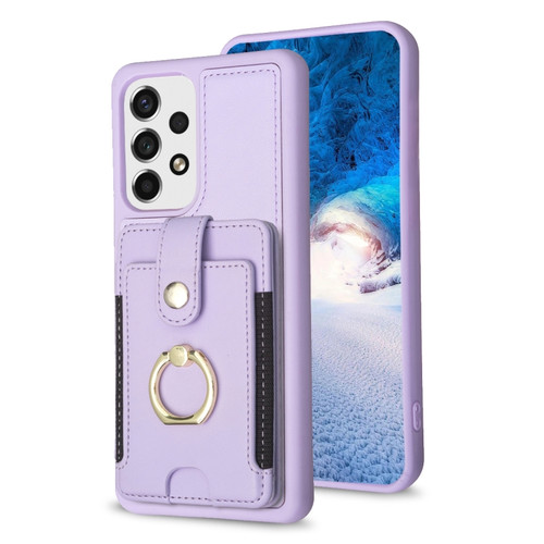 Samsung Galaxy A13 5G / 4G BF27 Metal Ring Card Bag Holder Phone Case - Purple