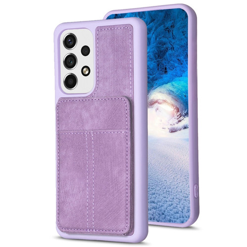 Samsung Galaxy A13 4G/5G BF28 Frosted Card Bag Phone Case with Holder - Purple