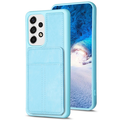 Samsung Galaxy A13 4G/5G BF28 Frosted Card Bag Phone Case with Holder - Blue