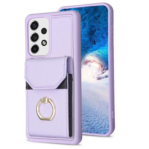 Samsung Galaxy A13 4G/5G BF29 Organ Card Bag Ring Holder Phone Case - Purple