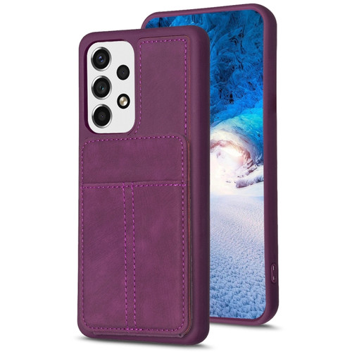 Samsung Galaxy A13 4G/5G BF28 Frosted Card Bag Phone Case with Holder - Dark Purple