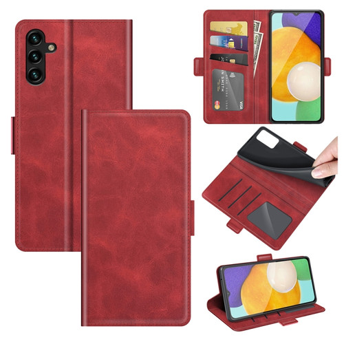 Samsung Galaxy A13 5G Dual-side Magnetic Buckle Horizontal Flip Leather Case with Holder & Card Slots & Wallet - Red