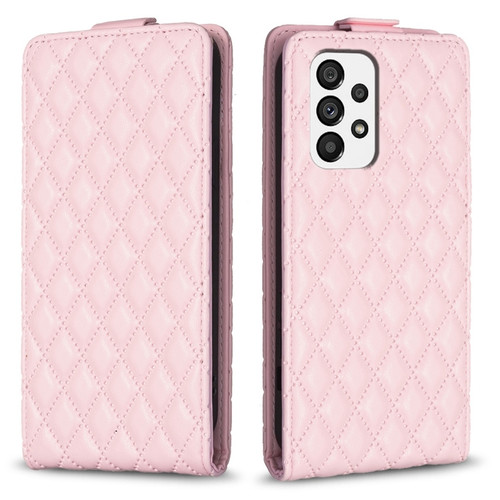 Samsung Galaxy A13 4G/5G Diamond Lattice Vertical Flip Leather Phone Case - Pink