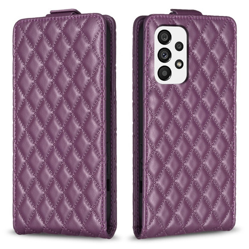 Samsung Galaxy A13 4G/5G Diamond Lattice Vertical Flip Leather Phone Case - Dark Purple