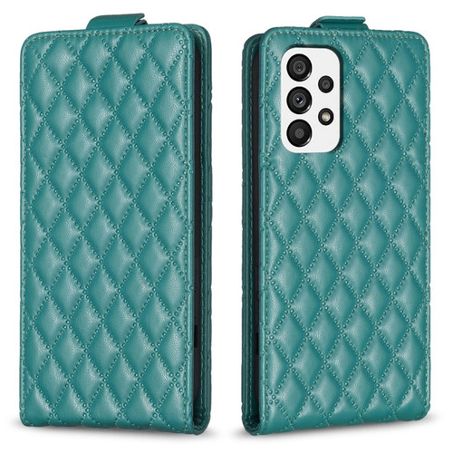 Samsung Galaxy A13 4G/5G Diamond Lattice Vertical Flip Leather Phone Case - Green