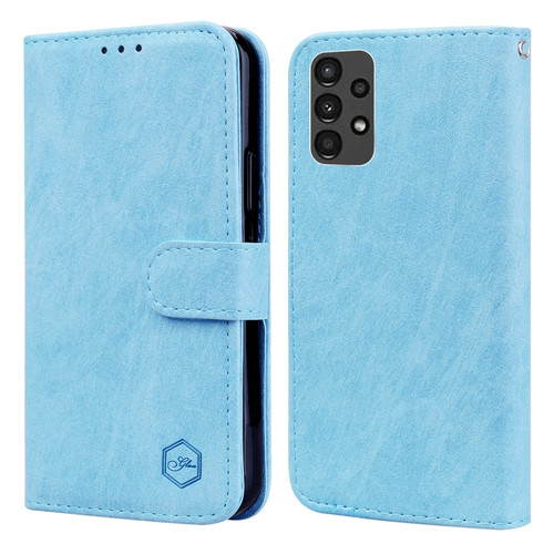 Samsung Galaxy A13 4G / A13 5G Skin Feeling Oil Leather Texture PU + TPU Phone Case - Light Blue