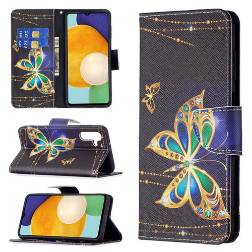 Samsung Galaxy A13 5G Colored Drawing Pattern Horizontal Flip Phone Leather Case with Holder & Card Slots & Wallet - Big Butterfly