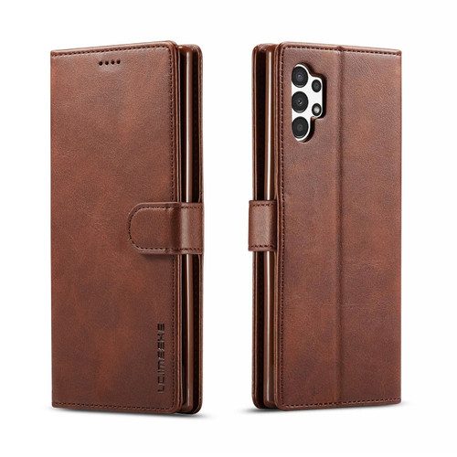 Samsung Galaxy A13 4G/5G/A04/A04s LC.IMEEKE Calf Texture Leather Phone Case - Brown