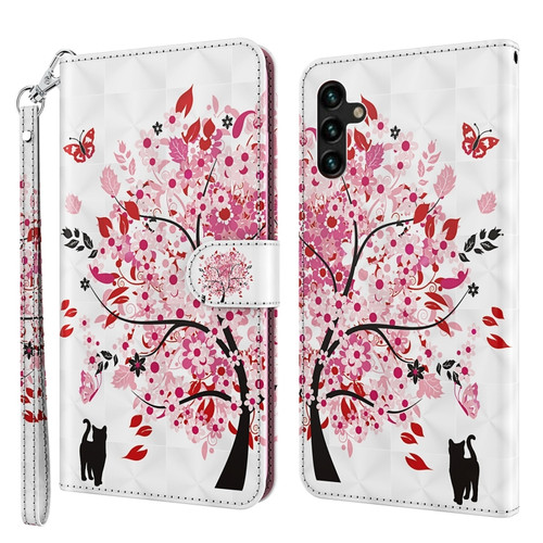 Samsung Galaxy A13 5G 3D Painting Pattern TPU + PU Leather Phone Case - Cat Under The Tree