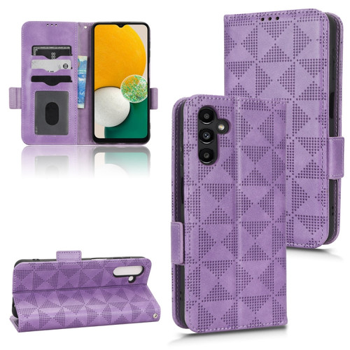 Samsung Galaxy A13 5G Symmetrical Triangle Leather Phone Case - Purple