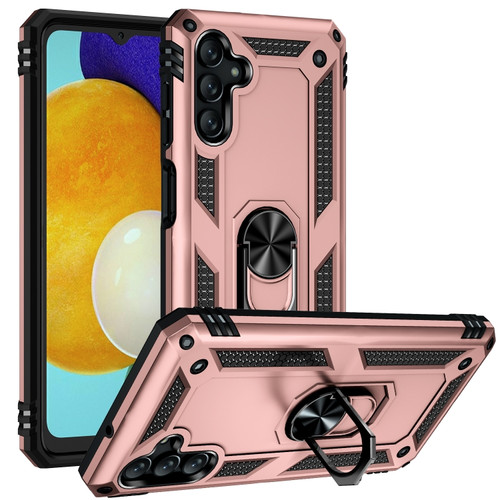 Samsung Galaxy A13 5G Shockproof TPU + PC Protective Case with 360 Degree Rotating Holder - Rose Gold